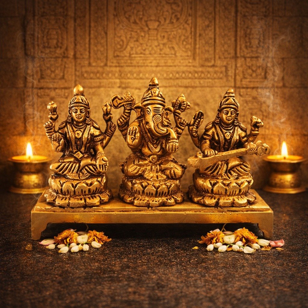 Brass Ganesh Idol - 3 inch